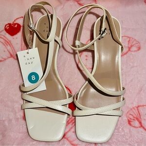 A New Day Irena Strappy Heels – Cream, Women’s Size 8